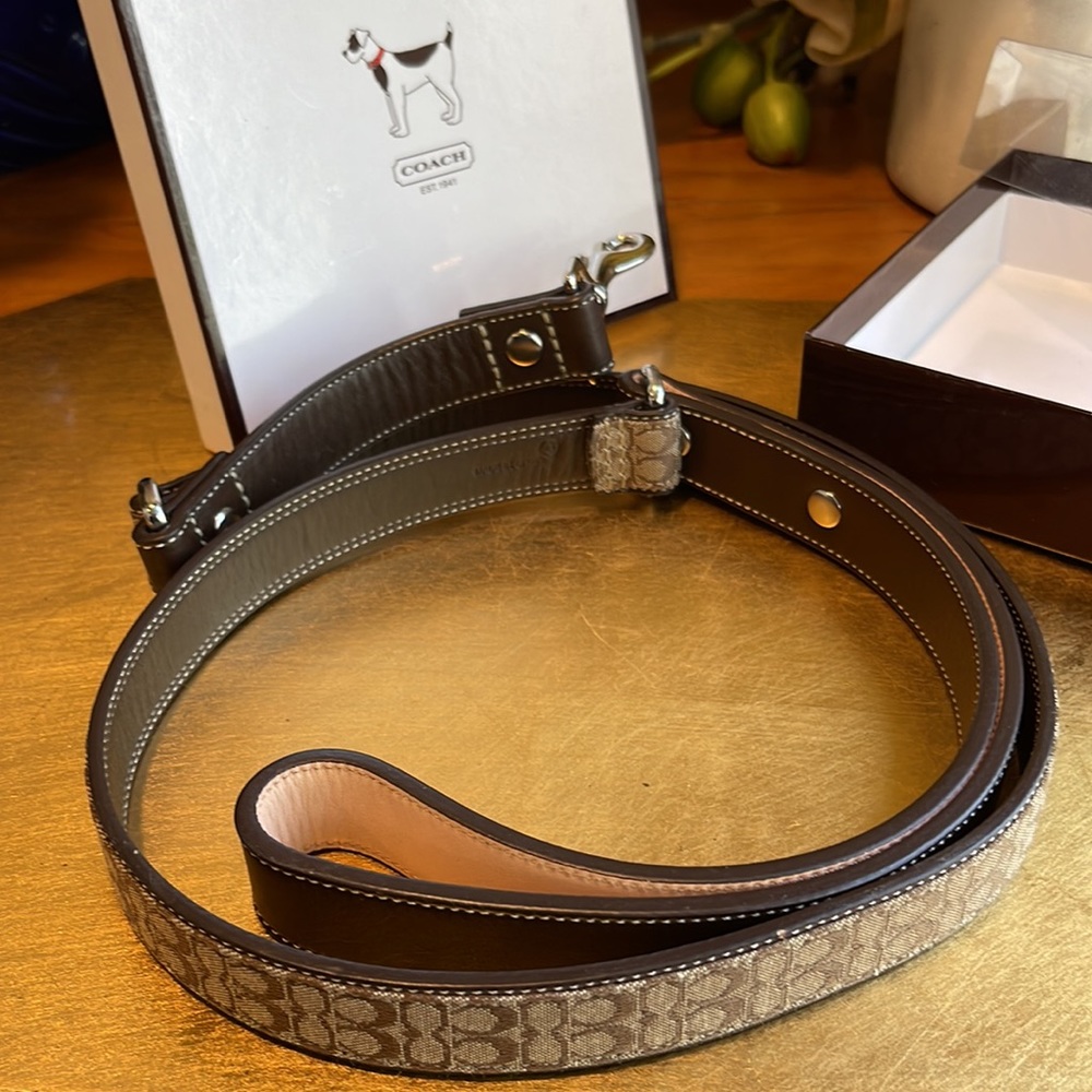NWT! RARE Coach Brown Mini Sig Monogram Dog Leash - Picture 8 of 12